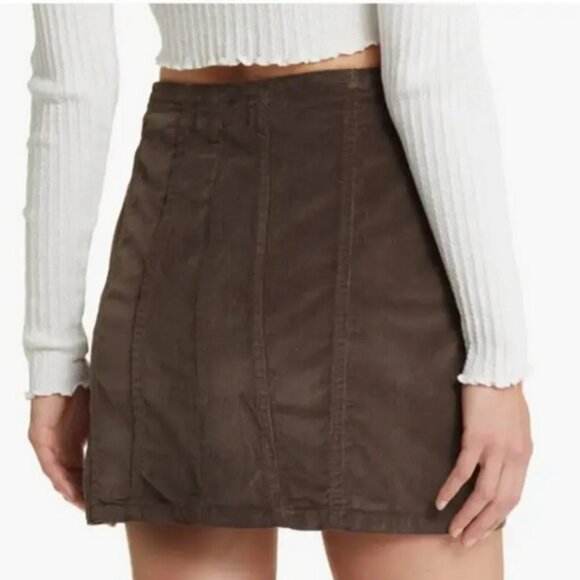 Free People Layla Brown Corduroy Zip Front skirt - Picture 2 of 8